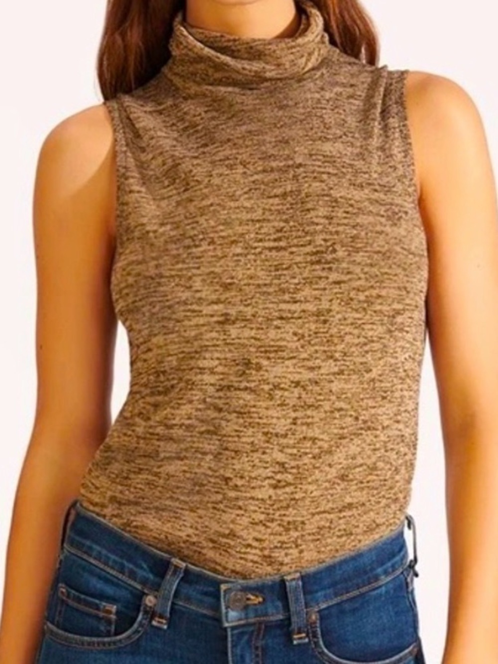 VERONICA BEARD Esther metallic turtle neck sleeveless tank top